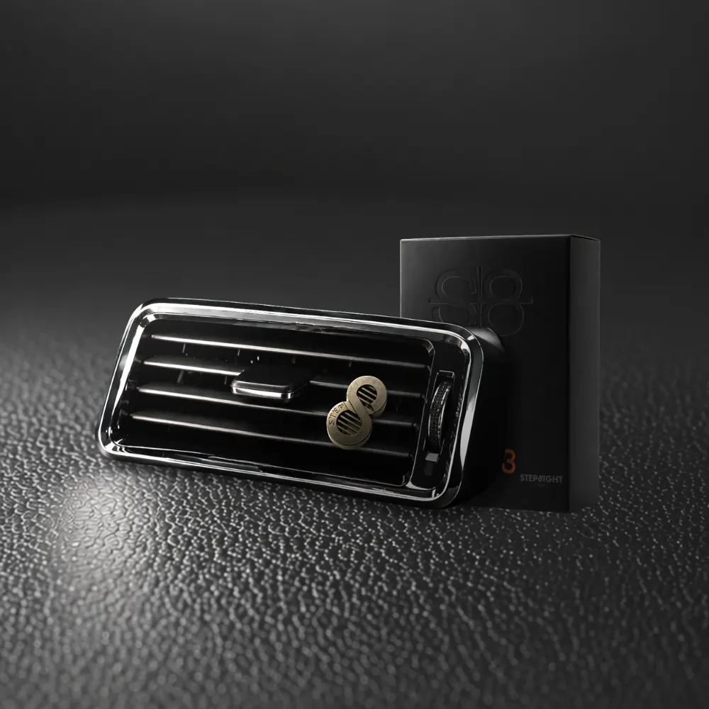 Black STEP8IGHT car pod on an air vent